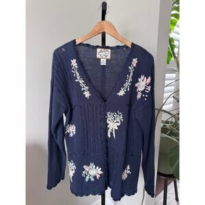 Heirloom Collectibles Floral and Bow Cardigan